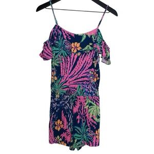 Lilly Pulitzer Klea Romper Indigo All a Glow Off The Shoulders - XS